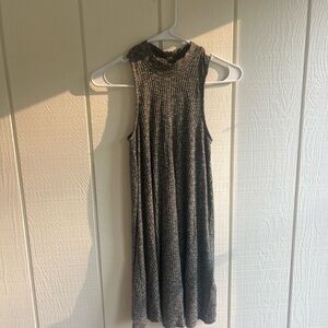Hollister Silver Black Sheath Midi Dress Mock Neck Sleeveless